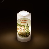 Новогодний декоративный светильник Свеча-проектор Санта, теплый свет, 4 LED, 3*ААA, 15 см, 6 проекций EGNDS -SK ЭРА Б0060551