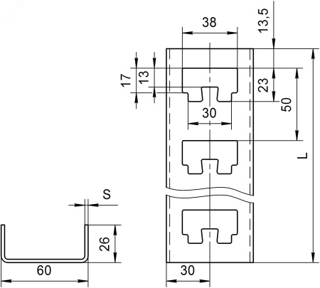Стойка кабельная К1155ц УТ2.5 (L=2200мм, s=2.0мм) СОЭМИ Н0112211516