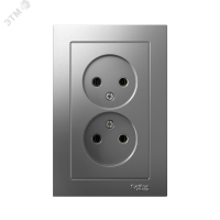Розетка ATLASDESIGN двойная без заземления 16А в сборе сталь Systeme Electric ATN000920