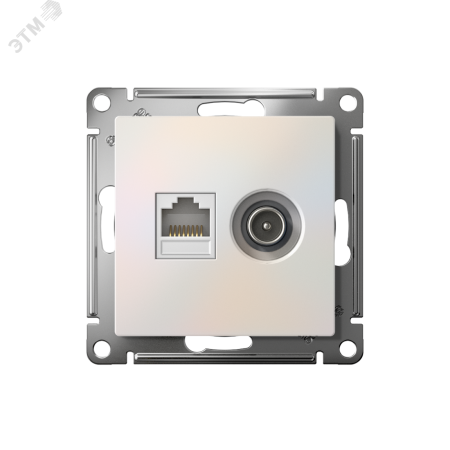 ATN000489 Розетка ATLASDESIGN двойная компьютерная+ТВ RJ45+TV категория 5E механизм жемчуг Systeme Electric 