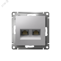 Розетка ATLASDESIGN двойная компьютерная RJ45+RJ45 категория 5E механизм алюминий Systeme Electric ATN000385