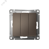 Выключатель трехклавишный ATLASDESIGN схема 1+1+1 10АХ механизм мокко Systeme Electric ATN000631