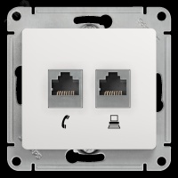 GLOSSA Розетка телефон/компьютер RJ11+RJ45 категория 5е в рамку белая Systeme Electric GSL000185
