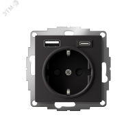 РОЗЕТКА 16А c 2 USB A+С, мех, КАРБОН Systeme Electric ATN001032