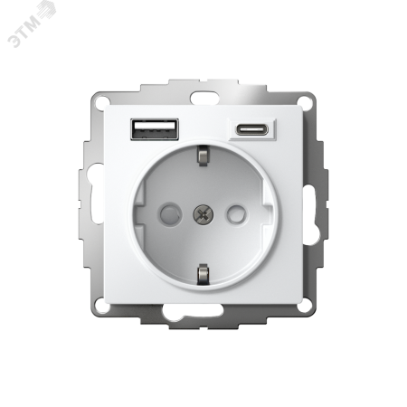 ATN000132 РОЗЕТКА 16А с 2 USB A+C, мех, БЕЛЫЙ Systeme Electric 