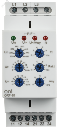 Реле фаз ORF-10 3ф. 2 конт. 220-460В AC ONI ORF-10-220-460VAC