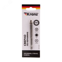 Сверло по стеклу и керамике10 мм 4 грани шестигранный хвостовик Kranz KR-91-0651