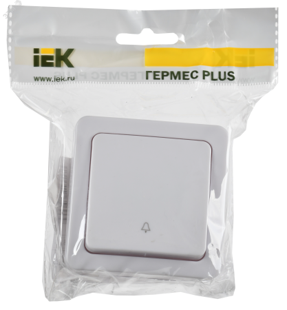 Гермес PLUS Выключатель одноклавишный кнопочный наружный белый IP54 IEK EVMP13-K01-10-54-EC