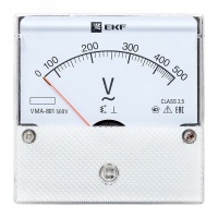 Вольтметр VM-A801 аналоговый на панель 80х80 (круглый вырез) 500В прямое подключение EKF vma-801-500