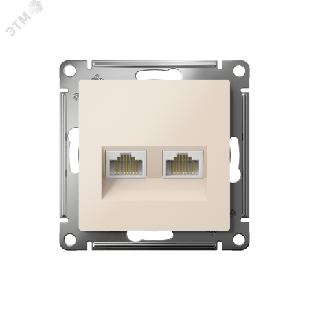 Розетка ATLASDESIGN двойная компьютерная RJ45+RJ45 категория 5E механизм бежевый Systeme Electric ATN000285