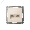 Розетка ATLASDESIGN двойная компьютерная RJ45+RJ45 категория 5E механизм бежевый Systeme Electric ATN000285