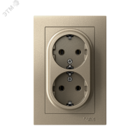 Розетка ATLASDESIGN двойная с заземлением 16А в сборе шампань Systeme Electric ATN000524