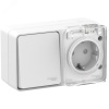 ATN540170 AtlasDesign Profi54 БЛОК: розетка с  заземлением со шторками 16А 250B, выключатель одноклавишный IP54 10А, БЕЛЫЙ, Россия Systeme Electric 