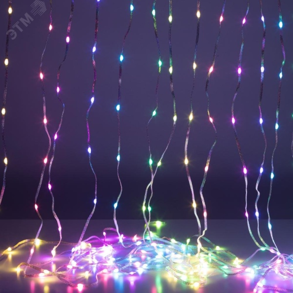 Умная гирлянда Занавес RGB, 2*2 м, управление через моб. прилож., Bluetooth, 400 LED, IP44, 220 В ERASG -02 ЭРА Б0060433