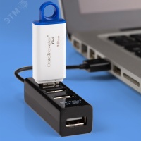 Разветвитель USB на 4 порта черный, REXANT 18-4103