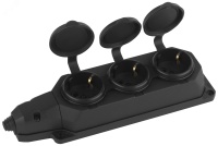 Колодка каучуковая с/з 3гн 16A IP44 черная        K-3e-B-IP44 ЭРА Б0044545