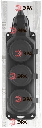 Колодка каучуковая с/з 3гн 16A IP44 черная        K-3e-B-IP44 ЭРА Б0044545
