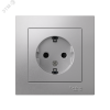 ATN000344 Розетка ATLASDESIGN с заземлением со шторками 16А в сборе алюминий Systeme Electric 