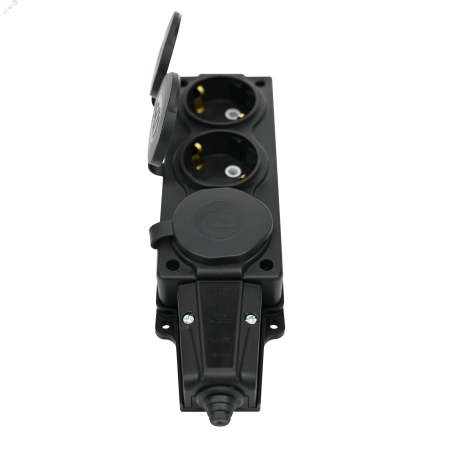 MST4103BK Колодка 3х розетка 2К+З каучуковая 16А/250В IP44 Чёрная MultiSet Systeme Electric 