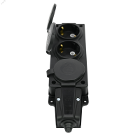 Колодка 3х розетка 2К+З каучуковая 16А/250В IP44 Чёрная MultiSet Systeme Electric MST4103BK