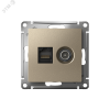 Розетка ATLASDESIGN двойная компьютерная+ТВ RJ45+TV категория 5E механизм шампань Systeme Electric ATN000589