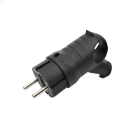 Вилка 2К+З угловая каучуковая 16А/250В IP44 Чёрная MultiSet Systeme Electric MST1102BK