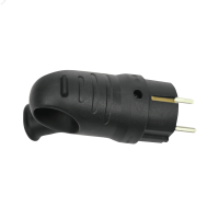 Вилка 2К+З угловая каучуковая 16А/250В IP44 Чёрная MultiSet Systeme Electric MST1102BK