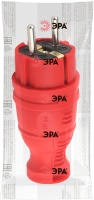 Вилка каучуковая з/з прямая 16A IP44 красная V8-RED-IP44 ЭРА Б0044547
