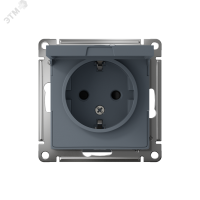 Розетка ATLASDESIGN с заземлением со шторками с крышкой 16А IP20 механизм грифель Systeme Electric ATN000746
