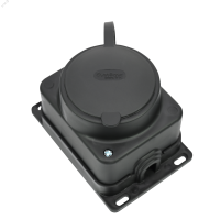 Розетка 2К+З открытой установки каучуковая 16А/250В IP44 Чёрная MultiSet Systeme Electric MST4003BK