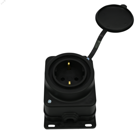 MST4003BK Розетка 2К+З открытой установки каучуковая 16А/250В IP44 Чёрная MultiSet Systeme Electric 