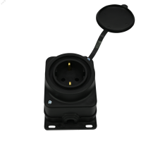 Розетка 2К+З открытой установки каучуковая 16А/250В IP44 Чёрная MultiSet Systeme Electric MST4003BK