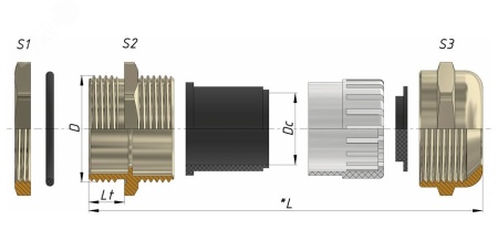 Ввод кабельный М 18 латунь УТ1.5 IP68 (d кабеля 5-10 мм) ЗЭТАРУС zeta30109