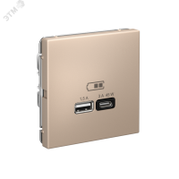 ARTGALLERY USB розетка A + тип-C 45Вт высокоскор.заряд. QC, PD, механизм, песочный Systeme Electric GAL001229