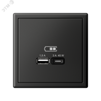 ARTGALLERY USB розетка A + тип-C 45Вт высокоскор.заряд. QC, PD, механизм, базальт Systeme Electric GAL001429