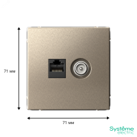 ARTGALLERY розетка двойная ТВ + компьютерная RJ45, кат. 5Е, шампань Systeme Electric GAL000589 SE (Потенциал)