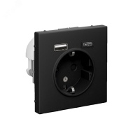 ARTGALLERY розетка 16А с 2 USB A+C, 5В/2.4А/3.0А. 2х5В/1.5А. механизм, карбон Systeme Electric GAL001032