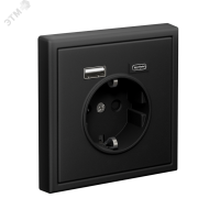 ARTGALLERY розетка 16А с 2 USB A+C, 5В/2.4А/3.0А. 2х5В/1.5А. механизм, карбон Systeme Electric GAL001032