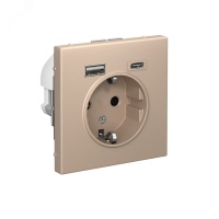 ARTGALLERY розетка 16А с 2 USB A+C, 5В/2.4А/3.0А. 2х5В/1.5А. механизм, песочный Systeme Electric GAL001232