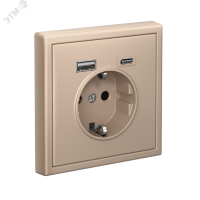 ARTGALLERY розетка 16А с 2 USB A+C, 5В/2.4А/3.0А. 2х5В/1.5А. механизм, песочный Systeme Electric GAL001232