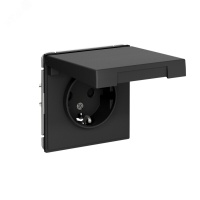 ARTGALLERY розетка с заземл. со шт. с крышк, 16А, IP44, механизм, карбон Systeme Electric GAL441046