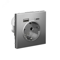 ARTGALLERY розетка 16А с 2 USB A+C, 5В/2.4А/3.0А. 2х5В/1.5А. механизм, сталь Systeme Electric GAL000932