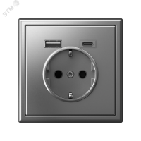 ARTGALLERY розетка 16А с 2 USB A+C, 5В/2.4А/3.0А. 2х5В/1.5А. механизм, сталь Systeme Electric GAL000932