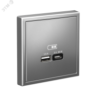 ARTGALLERY USB розетка A + тип-C 45Вт высокоскор.заряд. QC, PD, механизм, сталь Systeme Electric GAL000929 SE (Потенциал)