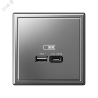 ARTGALLERY USB розетка A + тип-C 45Вт высокоскор.заряд. QC, PD, механизм, сталь Systeme Electric GAL000929 SE (Потенциал)