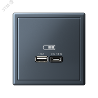 ARTGALLERY USB розетка A + тип-C 45Вт высокоскор.заряд. QC, PD, механизм, грифель Systeme Electric GAL000729