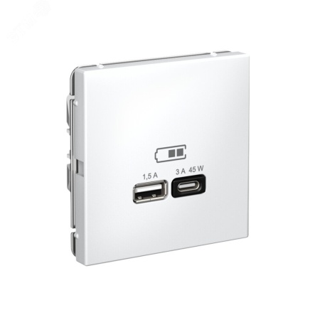 ARTGALLERY USB розетка A + тип-C 45Вт высокоскор.заряд. QC, PD, механизм, белый Systeme Electric GAL000129