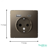 ARTGALLERY розетка 16А с 2 USB A+C, 5В/2.4А/3.0А. 2х5В/1.5А. механизм, мокко Systeme Electric GAL000632