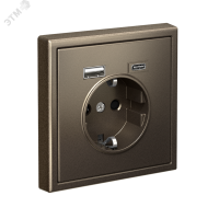 ARTGALLERY розетка 16А с 2 USB A+C, 5В/2.4А/3.0А. 2х5В/1.5А. механизм, мокко Systeme Electric GAL000632