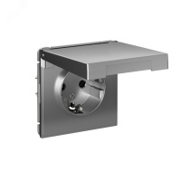 ARTGALLERY розетка с заземл. со шторк. с крышкой, 16А, IP20, механизм, сталь Systeme Electric GAL000946
